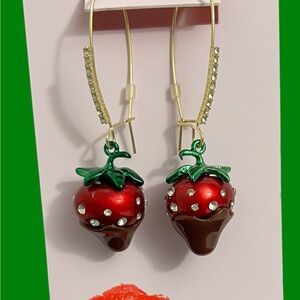 Betsey Johnson Red and Green Strawberry Earrings